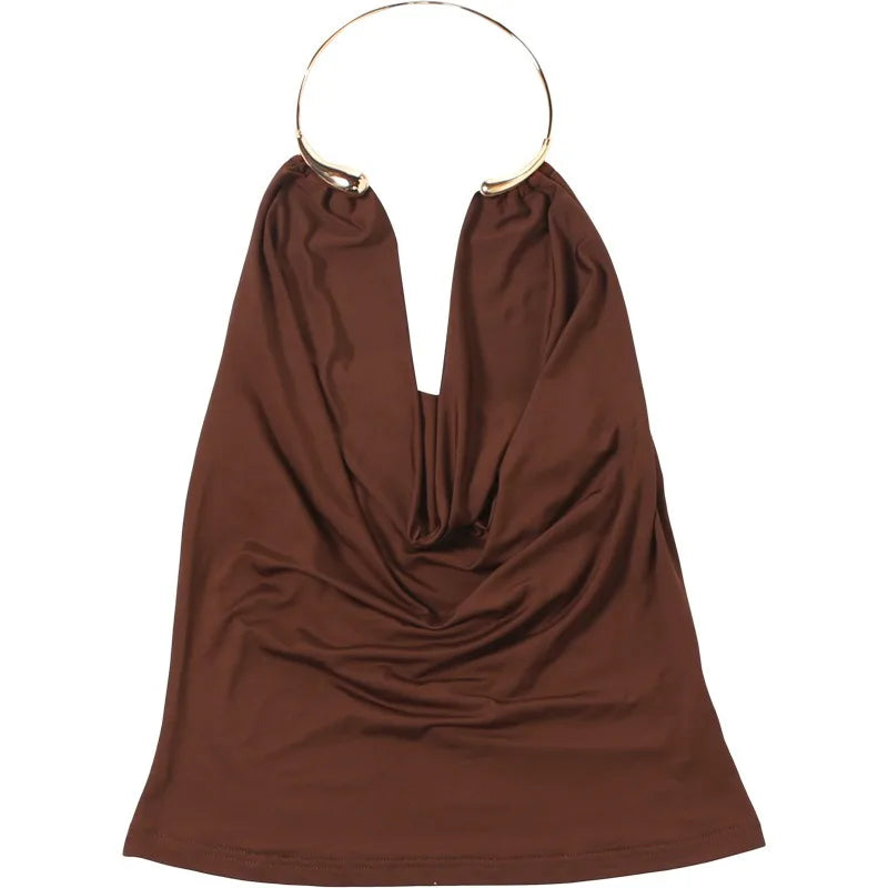 Backless Halter Tops for Woman Sexy Summer Clothes 2026 Solid Color Low Cut Tanks Top Camis
