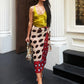 Dots Mesh Patchwork Long Skirts Woman Summer Trend Elastic Waist Wrap Hip High Street Ruched Elegant Style Bottoms