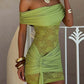Off-shoulder Strapless Sexy Mini Dress Women Elegant Lace Patchwork Sleeveless Backless Draped Ruched Club Party Dress