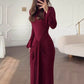 Flare Long Sleeve Draped Sexy Maxi Dress Women Gown Elegant O Neck High Waist Bodycon Club Party Long Dresses Female