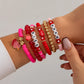 10 Styles Romantic Soft Ceramic Acrylic Beads Letter Chain Bracelet Boho Sweet Heart Bangles Y2K Aesthetics Jewelry New