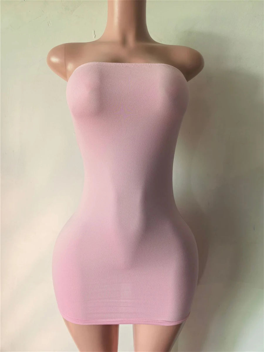 Sexy Hottie Dress Women Fashion Classic Chic Sleeveless Stretch Skinny Wild Party Club Street Peach Hip Mini Bodycon