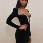 Long Sleeve Sexy Deep V Neck Wired Diamante Crystal Padded Should Bodycon Outfits Women Winter Velvet Party Dress