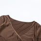 V Neck Off Shoulder Long Sleeve Mini Dresses for Party Night Club Outfits Women Sexy Brown Bodycon Dress