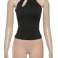 Cheongsam Buckle Tank Tops Women Y2K Summer Trend Basic Classic Hollow Solid Simple Street Stretch Daily Chic Vest