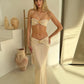 Starfish Decoration 2 Piece Set Women Lace-Up Backless Strapless Tops+Ruche Long Skirts Vacation Beach Party Outfits