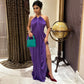 Draped Halterneck High Slit Long Party Dresses Sexy Purple Evening Gown 2026 Summer Maxi Dresses Woman