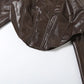 Pu Irregular Crop Jacket Women Turtleneck Zip Button Full Sleeve Wild Sexy Hottie Street Midnight Club Hipster Coat