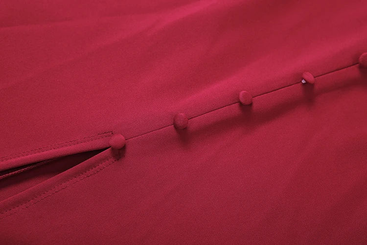 Single-Button Maxi Dress Women Front Split Full Sleeve v-Neck Elegant Classic Office Streetwear Fashion Slim Vestidos