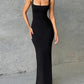 Square Neck Sleeveless Long Dress Red Black White Dresses Woman Elegant Party Sexy Summer Clothes