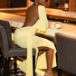 Sexy Split Dress Women Y2K Belt Ribbon Patchwork Backless Short Sleeve Classic Evening Birthday Party Elegant Bodycon
