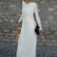 Ruched Elegant Long Dress Woman Autumn Trend o-Neck Mesh Patchwork Full Sleeve Ribbon Decoration Party Gown Vestidos