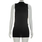 Women's High Neck Sleeveless Mini Dress Gold Chain Cut Out Backless Bodycon Party Clubwear Night Out Birthday Dress