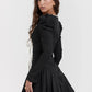 Lace Bandage Puff Sleeve Mini Dress For Women 2023 Autumn Winter New Square Collar Ruched Dress Vintage Elegant
