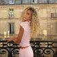 Casual Two Piece Set for Woman Pink Summer Outfits Short Sleeve Top and Loose Pants Suits Cozy Lounge Wear