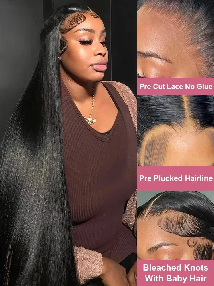 220 Density Bone Straight Brazilian Human Hair 13x6 13x4 HD Transparent Lace Frontal Wig Pre Plucked For Women