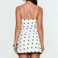 Summer Polka Dot Mini Dress For Women High Waist Sleeveless Dress Spaghetti Strap Sexy Backless Party Club Sundress