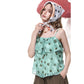 Polka Dot Ruffle Camisole, Beaded Drawstring Chiffon Cami Top, Mint Green Y2K Summer Sleeveless Blouse
