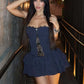 Lace Off-shoulder Ruffle Sexy Mini Dress Women Summer Fashion Striped Hollow Out Strapless High Waist Club Party Dress