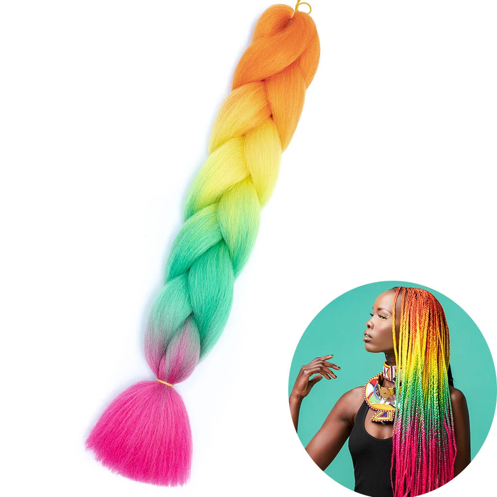 Synthetic Jumbo Braiding Hair Extension 24 Inch Heat Resistant Fiber In Bulk Ombre Jumbo Braids Hair For Black Women