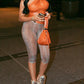 Fashion 2Piece Set Woman PU Leather Skew Collar Backless Tank Tops+Skinny Wrap Hip Crop Pants High Street Style Suit