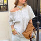 Vintage Fluffy Asymmetrical Cold Shoulder Knit Top Hollow Choker Neck Loose Casual Women French Daily Sweater Blouse
