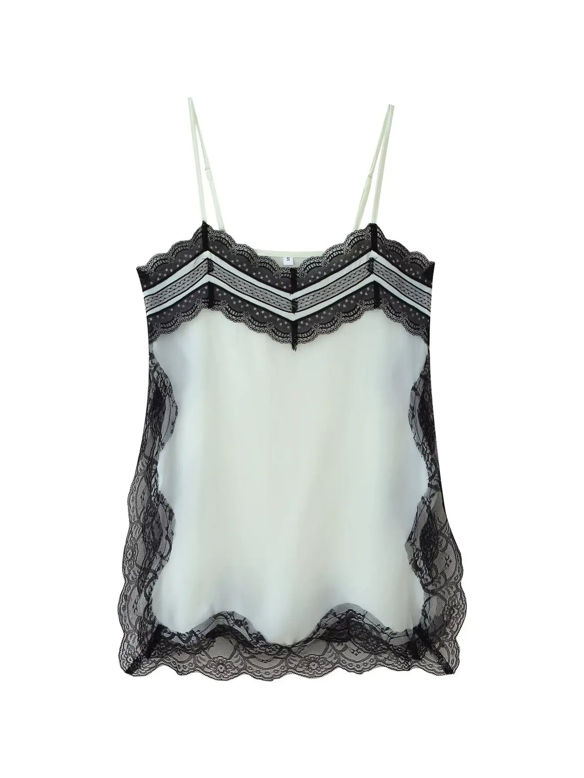 Women Lace Trim Satin High Low Tops Silk Spaghetti Strap Side Split Asymmetrical Cami Top Flowy Silky Layering Tops