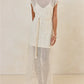 Women's Sequin Long Dress Summer Fashion Short Sleeve Solid Loose Fit Gown with Side Slits Sparkly Sheer Knit Sundress