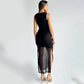 Alternative Skull Print Mesh Black Dress Gothic Clothes Woman Crew Neck Sleeveless Split Long Dresses