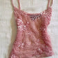 Sexy Sequin Slim Fit Irregular Strap Tank Crop Tops Versatile Sexy Hot Girl Summer Mesh See Through Sleeveless Tee Shirt