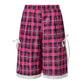 Women Bermuda Shorts Camo Plaid Print Elastic Waist Lace Trim Bow Decor Loose Baggy Knee Length Casual Street Shorts