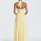 Halter Deep V Neck Sexy Maxi Dress Women Elegant Off-shoulder Sleeveless High Split Pleated Club Party Long Dress