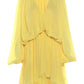 Sexy Deep V-Neck Dress Women Fashion Puff Sleeve Ruched Ruffled Patchwork Irregular Hem Elegant Party Club Bodycon