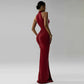 Sleeveless Ruched Split Maxi Dress Black Burgundy Elegant Evening Dresses Woman Sexy Club Outfit for Womens