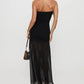 Strapless Maxi Dress for Women Stylish Solid Sheer Hem High Slit Sleeveless Tube Long Dress Summer Party Beachwear