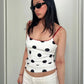 Polka Dot Print Camisole Women Simple Classic Backless Low-Neck Stretch Skinny Summer Street Daily Hottie Tank Tops