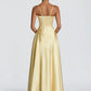Satin Spaghetti Strap Sexy Maxi Dress Women Elegant Deep V Neck Sleeveless Backless Pleated Evening Club Party Dresses