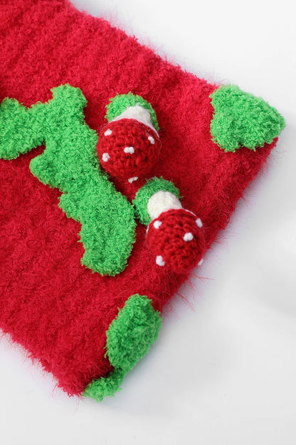 2025 Winter New Arrivals Y2K Cute Color Blocking 3D Strawberry Cat Ear Knit Beanie For Women