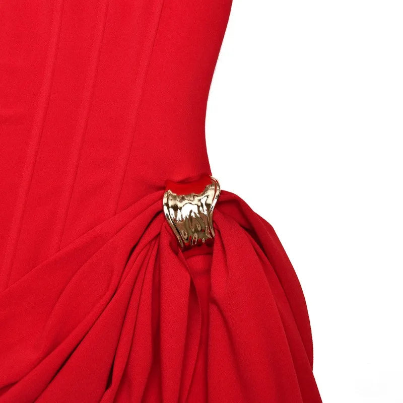 Red Party Dresses Birthday Strapless Corset Mini Dress Sexy Outfits Women Luxury
