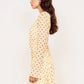Women Polka Dot Mini Dress Long Flare Sleeve Round Neck Mesh Ruched Waist Pleated A‑Line Short Party Casual Dresses