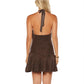 Women's Summer Tank Dress Sleeveless Open Back Halter Neck Polka Dot Print Above Knee Dress Vacation Party Club Sundress