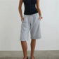 Women's Knee Length Sweat Shorts with Side Snap Buttons Drawstring Waist Casual Loose Fit Summer Y2K Streetwear
