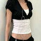 Dopamine Style t-Shirt Women Button Deep v-Neck Puff Sleeve Sexy High Street Hottie Simple Classic Casual Clubwear