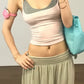 Simple Two Tops Women Mini Low-Neck Camisole+High Elasticity Solid Sexy Hottie Midnight Street Summer Classic Outfit