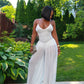 Backless Cross Bandage Jumpsuit Women Sleeveless Low-Neck Folds Patchwork Mesh Lantern Pant Leg Sexy Midnight Outfit