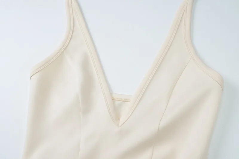 Deep V Neck Backless Pleated Mini Dress Sexy Summer Fit and Flared Dresses Woman Clothing