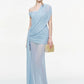 Irregular Collar Maxi Dress Women See Through Hem Folds Tassel  Skinny Birthday Party Summer Fashion Classic Vestidos