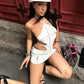 Sexy Halter Waistless Mini Dress Women Backless Hollow Hottie Solid Music Festival Street Midnight Clubwear Bodycon