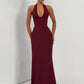 Women Halter Deep V Neck Sexy Maxi Dress Elegant Sleeveless Backless Bodycon Club Party Long Dresses Wedding Guest