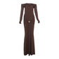 Off-shoulder Long Sleeve Sexy Maxi Dress For Women Fashion Strapless Backless Draped Bodycon Club Party Long Dress